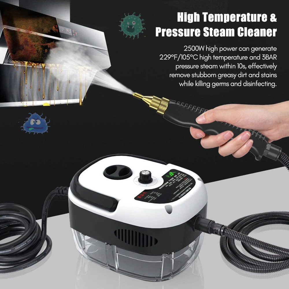 (image for) 2500W High-Temperature High-Pressure Steam Cleaner 230V 901ml Capacity 4 Temperature Levels ABS Base for Kitchen Air Conditioner Cleaning
